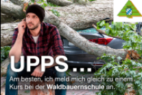 Postkarten-Werbeaktion Motorsägenkurs